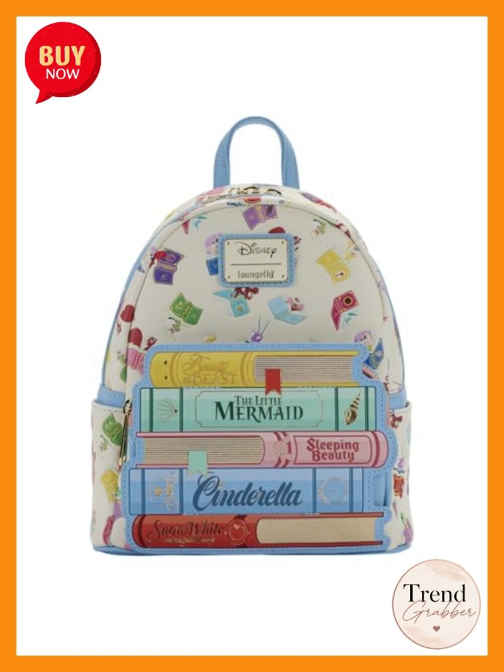 Disney Princess Books Mini Backpack Faux Leather with Charm